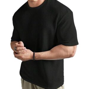 Mens Solid Unique Design Oversized Tshirt for Men - Round Neck Loose Fit Drop Shoulder Mens T-Shirt