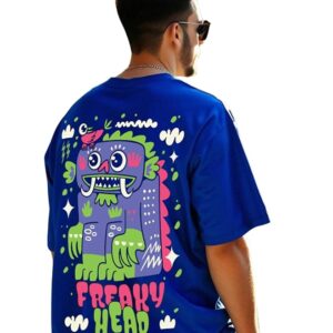 Pure Cotton Oversized Baggy Fit Drop Shoulder Stylish and Latest Graphic Printed Round Neck Half Sleeves T-Shirt for Men