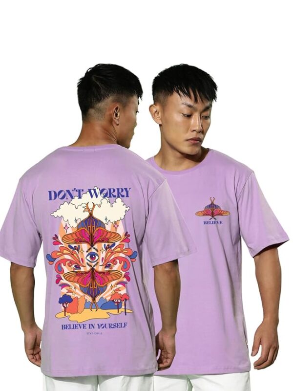 Pure Cotton Oversized Baggy Fit Drop Shoulder Stylish and Latest Graphic Printed Round Neck Half Sleeves T-Shirt for Men
