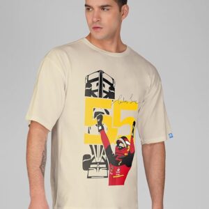 Round Neck Carlos Sainz Off White Oversized T-Shirt