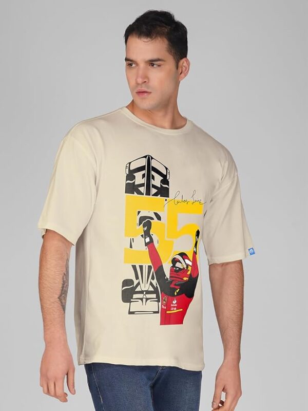 Round Neck Carlos Sainz Off White Oversized T-Shirt