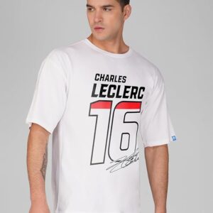 Round Neck Charles Leclarc White Oversized-T shirts