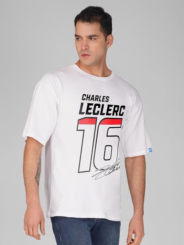 Round Neck Charles Leclarc White Oversized-T shirts