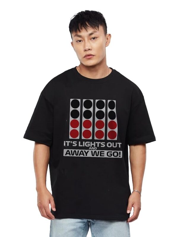 Round Neck Lights Out Black Oversized-T shirts - Image 2
