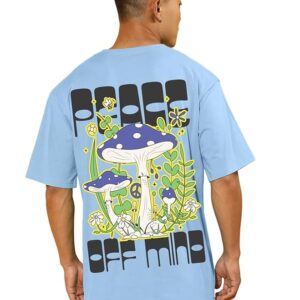 Pure Cotton Oversized Baggy Fit Drop Shoulder Stylish and Latest Graphic Printed Round Neck Half Sleeves T-Shirt for Men
