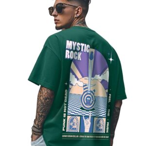 Pure Cotton Oversized Baggy Fit Drop Shoulder Stylish and Latest Graphic Printed Round Neck Half Sleeves T-Shirt for Men