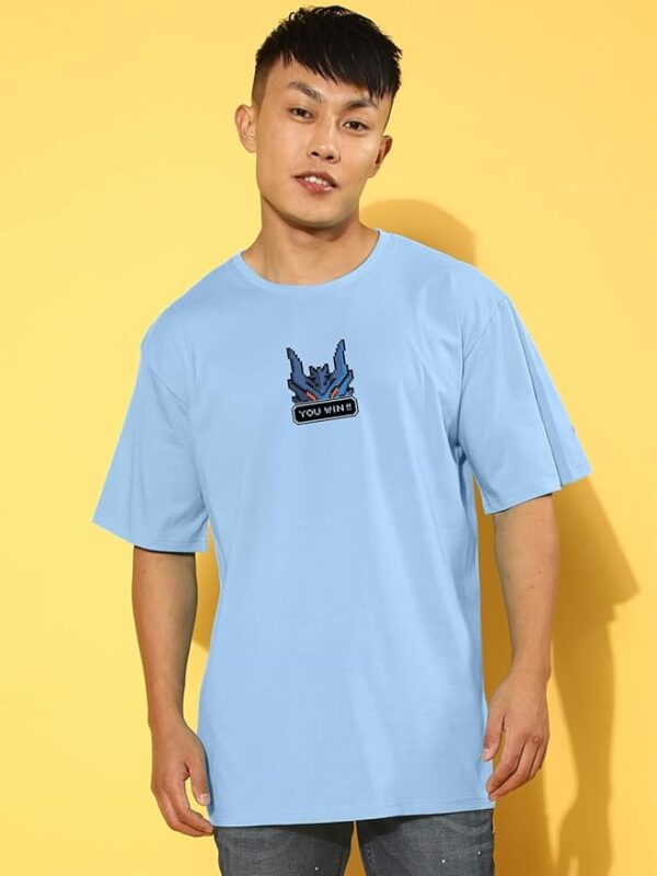Pure Cotton Oversized Baggy Fit Drop Shoulder Stylish and Latest Graphic Printed Round Neck Half Sleeves T-Shirt for Men - Image 3