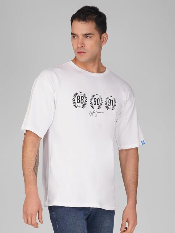 Round Neck White Oversized T-Shirt - Image 2