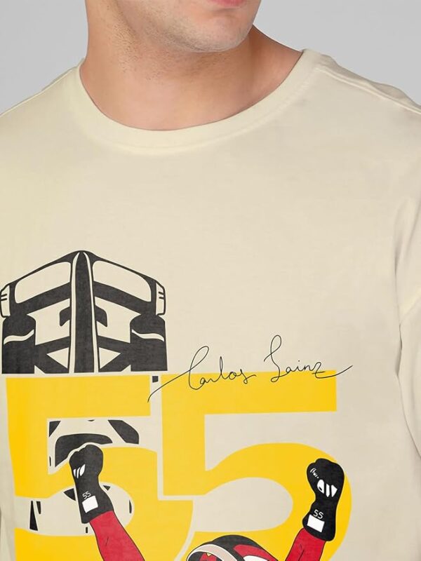 Round Neck Carlos Sainz Off White Oversized T-Shirt - Image 2