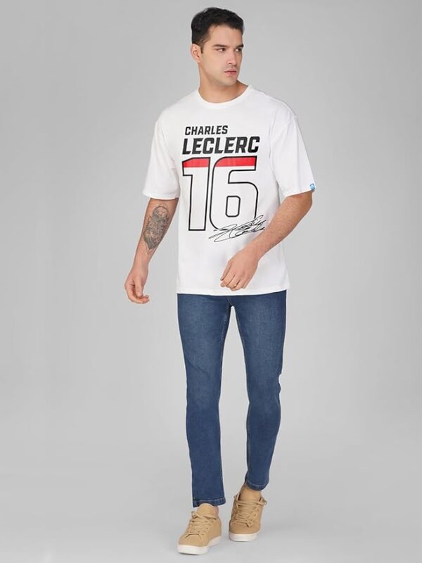 Round Neck Charles Leclarc White Oversized-T shirts - Image 2