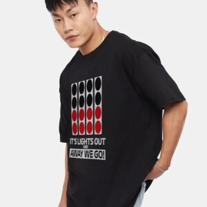 Round Neck Lights Out Black Oversized-T shirts