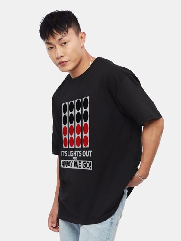 Round Neck Lights Out Black Oversized-T shirts