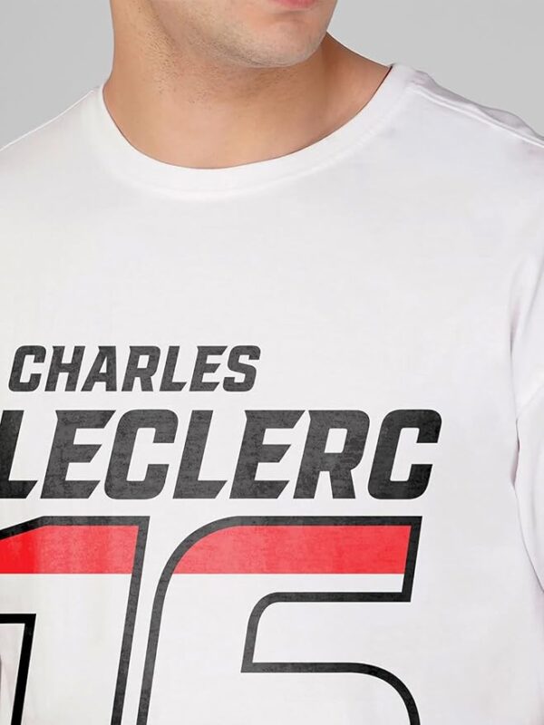 Round Neck Charles Leclarc White Oversized-T shirts - Image 3