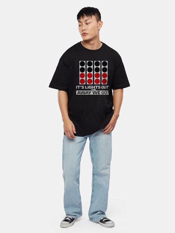 Round Neck Lights Out Black Oversized-T shirts - Image 3