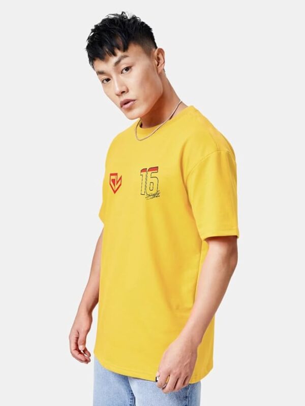 Round Neck Charles Leclarc Yellow Oversized-T shirts - Image 4