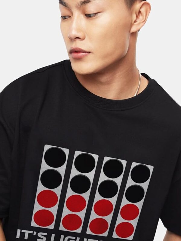 Round Neck Lights Out Black Oversized-T shirts - Image 4