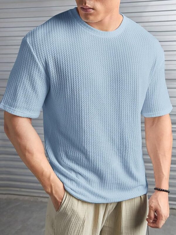 Mens Solid Unique Design Oversized Tshirt for Men - Round Neck Loose Fit Drop Shoulder Mens T-Shirt - Image 4