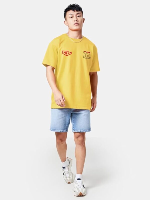 Round Neck Charles Leclarc Yellow Oversized-T shirts - Image 5