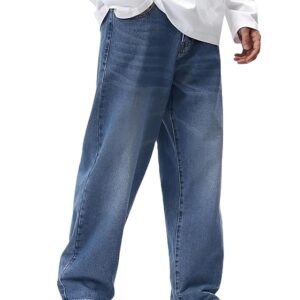 Men's Loose Mid Rise Denim Cotton Oversized Baggy Fit Jeans Pants