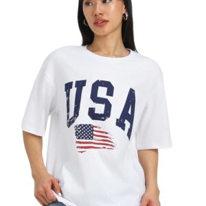 Round Neck Drop Shoulder Round Neck Black & White Graphic Printed Pure Cotton Oversized Baggy Fit Half Sleeve T-Shirt