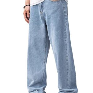 Baggy Men's Solid Regular Fit Mid Distressed Fashionable Trendy Denim Jeans