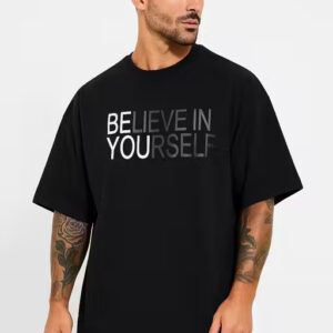 men’s oversized graphic t shirt – round neck, three quarter sleeves, cotton blend casual wear