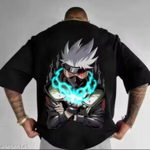 men's oversized round neck anime printed t shirt – casual streetwear style