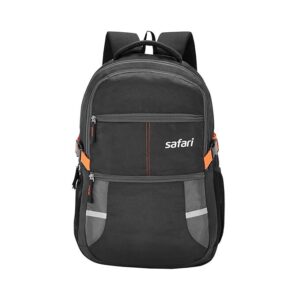 safari omega 30l black laptop backpack – spacious travel & college bag with rain cover
