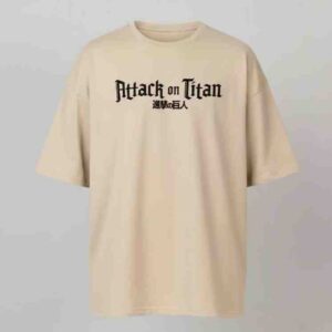 men's oversized beige t shirt – round neck, cotton blend, anime print, stylish & comfy casual wear (pack of 1)