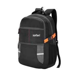 safari omega 30l black laptop backpack – spacious travel & college bag with rain cover
