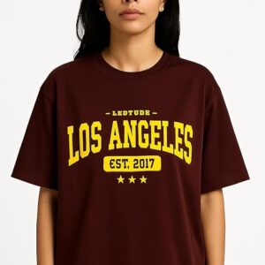 Womens leotude women’s oversized brown cotton blend printed t shirt