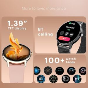 noise twist go smartwatch – 1.39" round display, bt calling, metal build, 100+ sports modes & watch faces (rose pink)