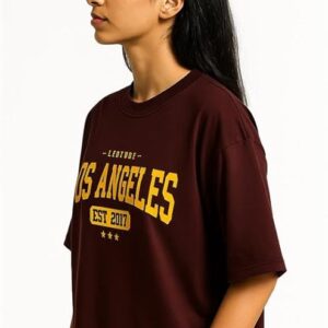 Womens leotude women’s oversized brown cotton blend printed t shirt