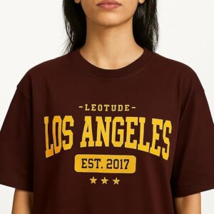 Womens leotude women’s oversized brown cotton blend printed t shirt