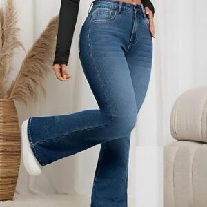 ben martin women’s high waist flared bell bottom jeans – wide leg stretch denim, perfect for party & everyday wear