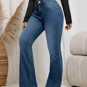 ben martin women’s high waist flared bell bottom jeans – wide leg stretch denim, perfect for party & everyday wear