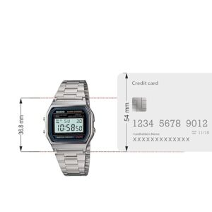 casio vintage a158wa 1q digital watch – grey dial, silver metal strap, unisex retro style