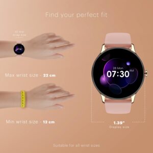 noise twist go smartwatch – 1.39" round display, bt calling, metal build, 100+ sports modes & watch faces (rose pink)