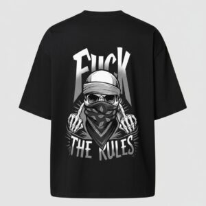 fuck the rules printed cotton oversized t shirt for men