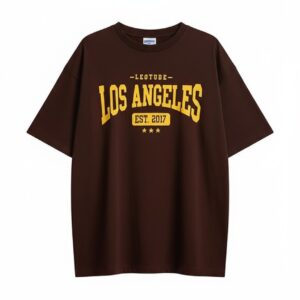 leotude women’s oversized brown cotton blend printed t shirt