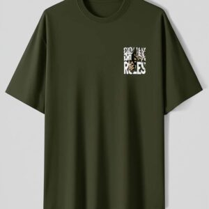 men's oversized olive green round neck t shirt