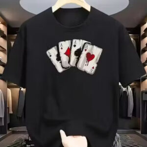 premium quality men's oversized cotton t shirt – cards printed, round neck t shirt (pack of 1)