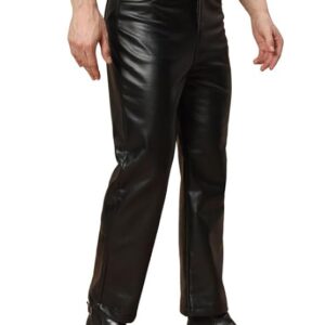 tandul men's black faux leather trouser – solid stylish slim fit pants
