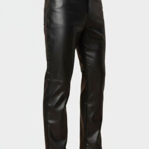 tandul men's black faux leather trouser – solid stylish slim fit pants